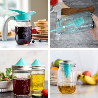 Ergo Spout Mason Jar Ergonomic Pour Spout Attachment (Regular Mouth, Vintage Blue-Teal)